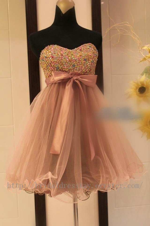 A Line Homecoming Dress Heart shaped Tulle Beads Party Short Party Cocktail Dress main image 0