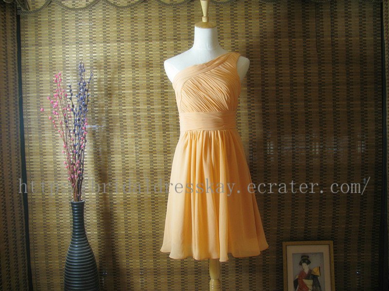 One Shoulder Knee Length Short Bridesmaid Dress Party Dress