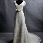 Vintage Mermaid Short Sleeve V-neck Lace Wedding Dress Gown
