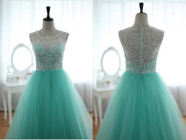 Custom Prom Ball Gown Blue Tulle Dress Turquoise Sweetheart Party Dress