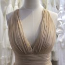 V-neckline Full Length Bridesmaid Dress Sexy Evening Party Dress Gown