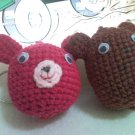 Rabbit and Bear Amigurumi Keychain
