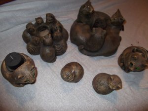 WINDSTONE Pena Cat Lover Figurines Candle LOT 6 Piece
