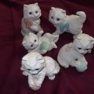 HOMCO Kitten Figurines LOT (5) Ceramic Yarn Ball---CUTE