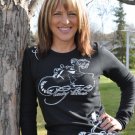 Lady Biker White Art, Long Sleeve Thermal, Black
