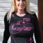 Lady Biker with Pink Art, Long Sleeve Thermal, Black
