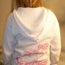 Lady Biker with Pink Art, Thermal Hoodie, White