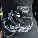 Lady Biker with White Art, Thermal Hoodie, Black