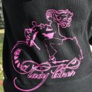 Lady Biker with Hot Pink Art, Thermal Hoodie, Black