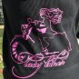 Lady Biker with Hot Pink Art, Thermal Hoodie, Black