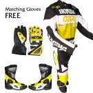 HONDA CBR RACING LEATHER MOTOR BIKE MOTORCYCLE SUIT ALL SIZE JACKET, TROUSER, SHOES, GLOVES