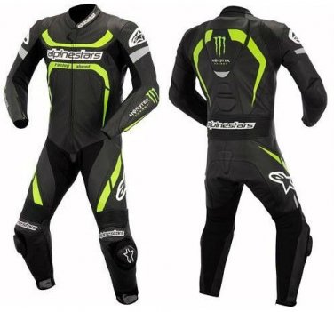 NEW ALPINE STAR MOTOR BIKE LEATHER RACING SUIT ORIGNAL COWHIDE LEATHER WITH FULL PROTECTION