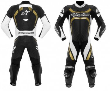 NEW ALPINE STAR MOTOR BIKE LEATHER RACING SUIT ORIGNAL COWHIDE LEATHER WITH FULL PROTECTION