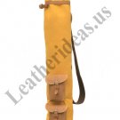 Tan Cowhide Leather Canvas Golf Club Ball Bag Two Pockets H-34 inch D-5.5 inch Tan Cowhide Leather Canvas Golf Club Ball Bag Two Pockets H-34 inch D-5.5 inch