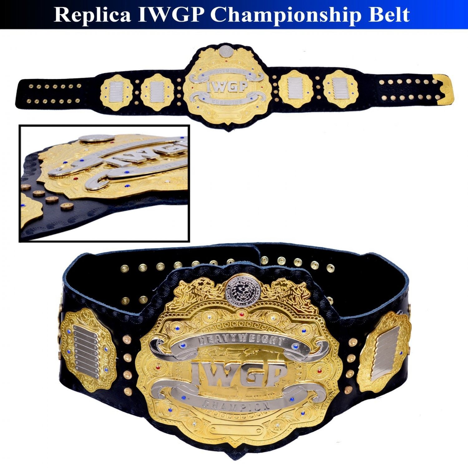 IWGP HEAVY WEIGHT CHAMPIONSHIP REPLICA BELT THICK METAL PLATES ADULT ...