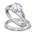 Diamond Personalized Engagement Ring And Wedding Band Set