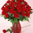 Three Dozen Long Stemmed Red Roses with Ruby Vase