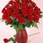 Three Dozen Long Stemmed Red Roses with Ruby Vase