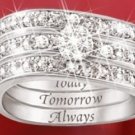 Engraved Diamond Women's Three Band Ring