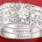 Engraved Diamond Women's Three Band Ring