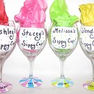 Name Your Glass Stripes And PolkaDots Hand Painted Wine Glasses Choose Your Colors