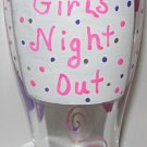 Girls Night Out Hand Painted Beer Pilsner Glass Bright Pink and Purple