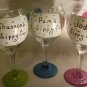 Name Your Glass and Color..Dots Hand Painted Wine Glass Bridesmaid Glasses Custom orders welcome