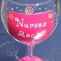Nurses Rock Hand Painted Wine Glass