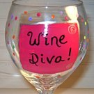 Wine Diva Hand Painted Wine Glass
