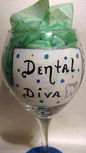 Dental Diva Hand Painted Wine Glass