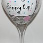 Mommys Sippy Cup Hand Painted Wine Glass With Polka Dots, Zebra design