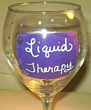 Liquid Therapy Hand Painted Wine Glass