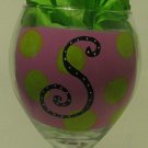 Big Polka Dots Choose Your Colors Any Initial hand painted wine glass