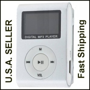 New Silver Mini MP3 Player W/ LCD Screen Clip Micro SD TF Slot