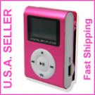 New Pink Mini MP3 Player W/ LCD Screen Clip Micro SD TF Slot