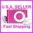 Pink Mini Clip Mp3 Player Support 8 GB Micro SD Card