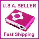 Pink Cross Shape Mini Clip Mp3 Player Support 8 GB Micro SD Card