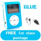 New Blue Mini MP3 Player W/ LCD Screen Clip Micro SD TF Slot