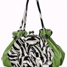 Exotic Zebra Flower Kiss Lock Bag