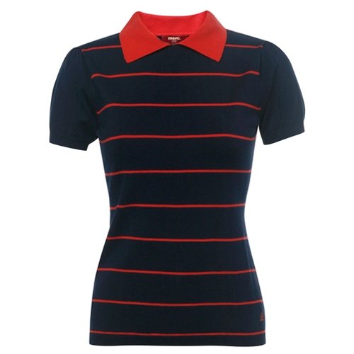Merc Kirsten Knitted Polo Shirt Top Sweater Navy Red Stripe Nautical ...