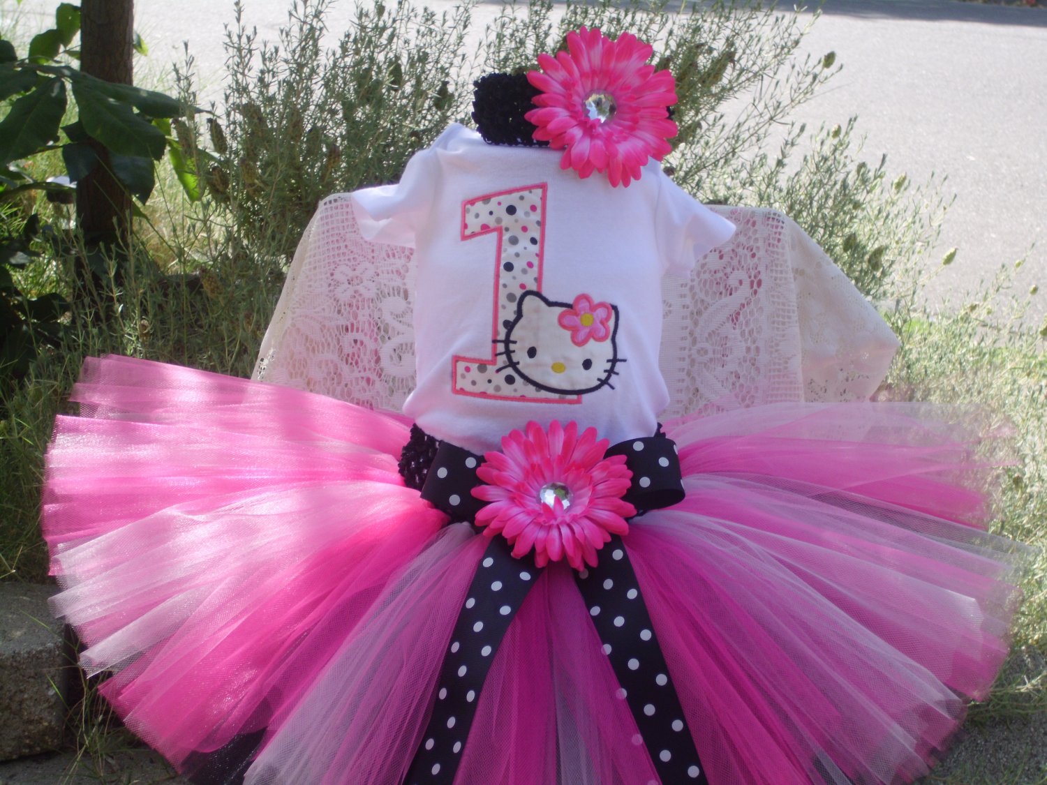 Birthday Tutu Set - Hello Kitty embroidered shirt and tutu outfit