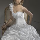 Pleat Embellished Single Shoulder Wedding Bridal Prom Dress