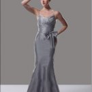 Custom Made- Bowknot Pleated Chest Spaghetti-straps Wedding Bridal Bridesmaid Ball Dress Grey