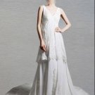 Custom Made- Backless V-neck Court Train Wedding Dress Bridesmaid Ball Prom Gown