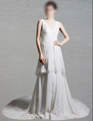 Custom Made- Backless V-neck Court Train Wedding Dress Bridesmaid Ball Prom Gown