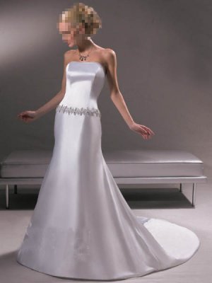 Custom Made- Bead & Sequin Embellished Strapless Wedding Dress Cocktail Bridesmaid Ball Prom Gown S3
