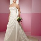 Custom Made- Beads Embellished Pleated Strapless Wedding Dress Cocktail Bridesmaid Ball Prom Gown S6
