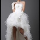 Custom Made- Rhinestone Embellished Irregual Hem Wedding Dress Cocktail Bridesmaid Ball Prom Gown S6