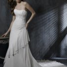 Custom Made- Beads Embellished Strapless Pleated Wedding Dress Cocktail Bridesmaid Ball Prom Gown Q1