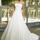Custom Made- Beads Embellished Strapless Pleated Wedding Dress Cocktail Bridesmaid Ball Prom Gown Q2